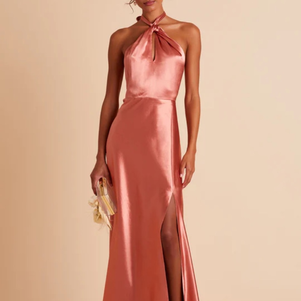 Birdy Grey- MONICA DRESS SATIN TERRACOTTA size small hemmed 5’4